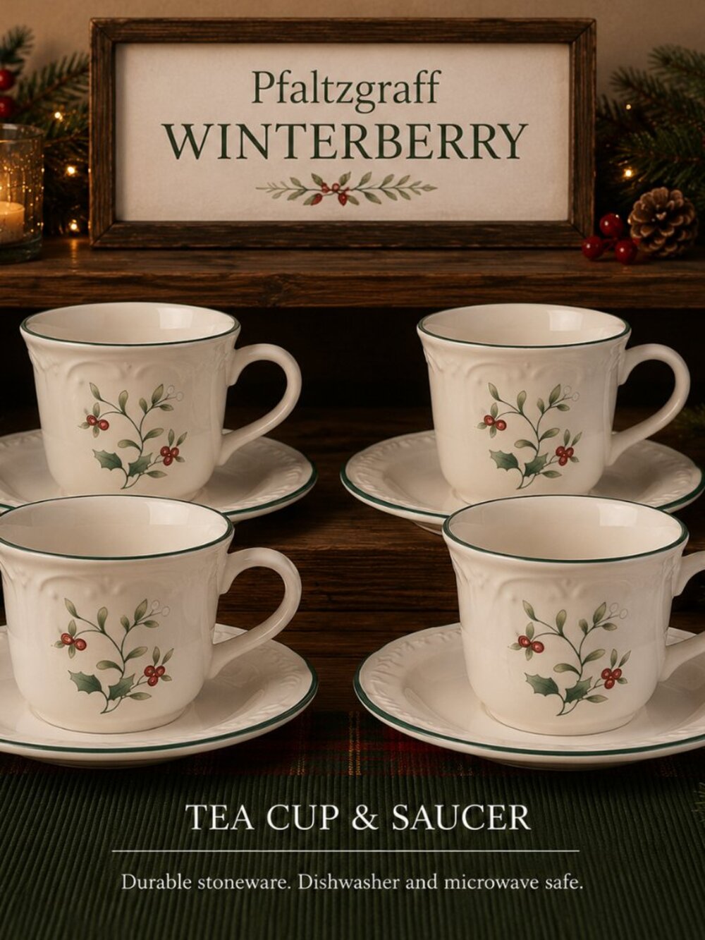 Pfaltzgraff Winterberry Tea Cup & Saucer Set